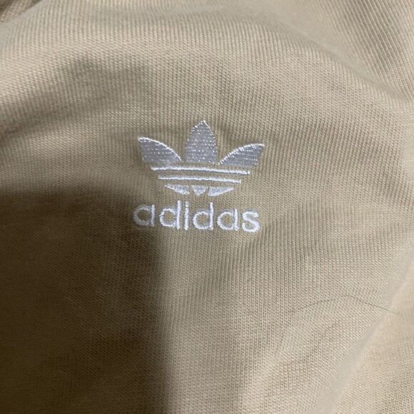 Adidas Mens Beige Embroidered Short Sleeve Crew Neck T Shirt Top Large - Picture 4 of 6